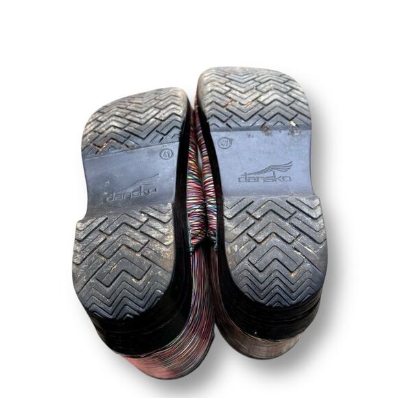Dansko Multi Striped Professional Patent Leather Clogs Shoes EU 41 / 10.5 - 11 - Picture 9 of 15